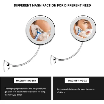 

360 Degree Rotation 10X Magnifying Makeup Mirror My Flexible Mirror Folding Vanity Mirror with LED Light Makeup Tools