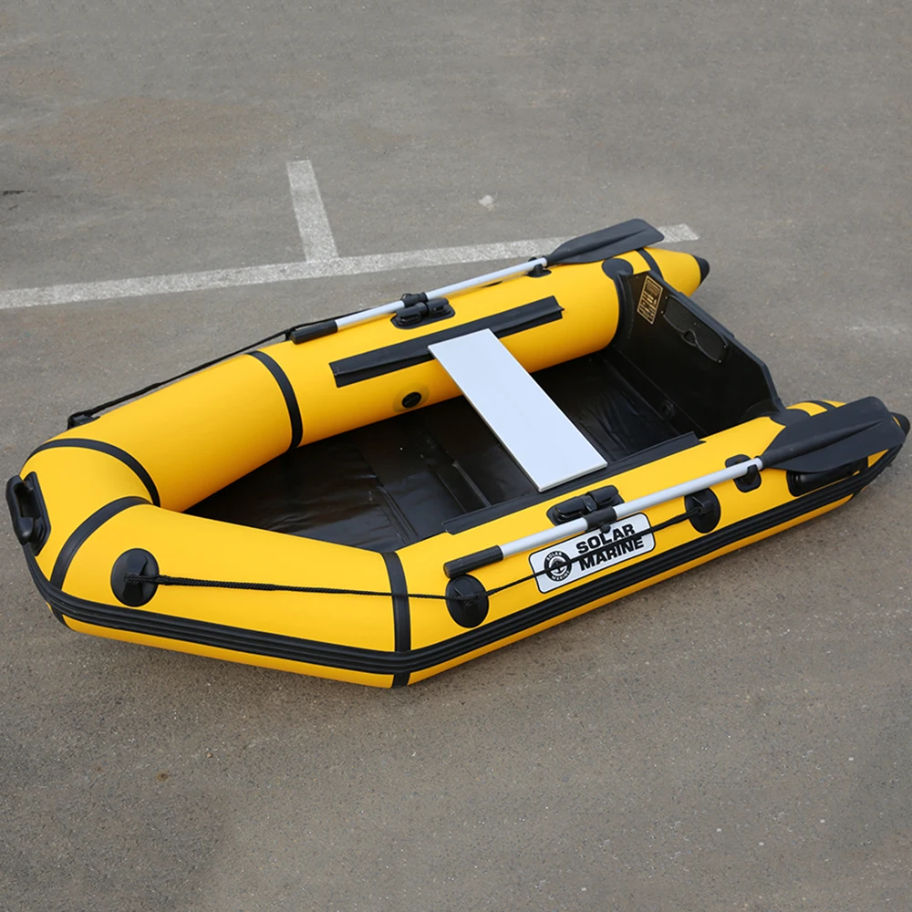 3 Personen Schlauchboot Ruderboot gelb/grau inkl 2 Paddel und Tasche 