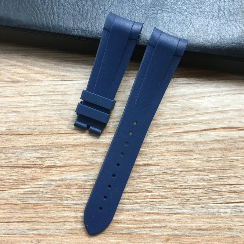 Blue no clasp 22 мм черный синий красный оранжевый зеленый изогнутый конец мягкий силиконовый резиновый ремешок для наручных часов с серебряной застежкой для Tudor - Цвет ремешка: Blue no clasp