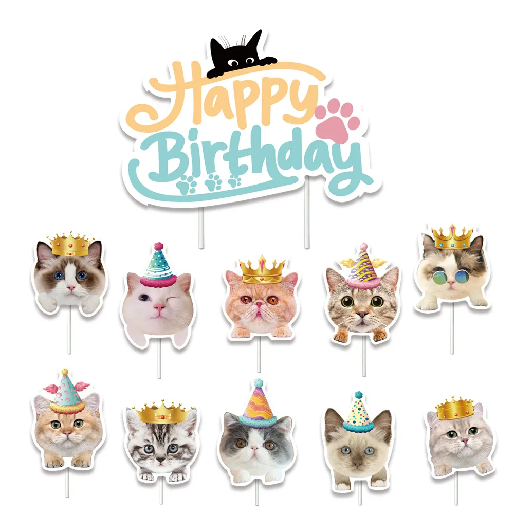 1Set Pet Cats Birthday Paper Cup Plate Napkin Party Bunting Cat Kids Happy Birthday Banner Party Baby Shower Decoration Supplies