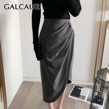 GALCAUR Асимметричные женские юбки с высокой талией Корейская юбка Женская Осенняя негабаритная модная новая одежда женская OL стиль