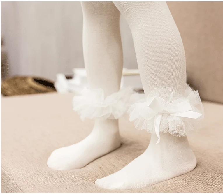 Spring And Autumn New Style Children Fine-combed Cotton Socks Anti-pilling Patyhose Large Lace Socks Girls Princess Coaster Stoc