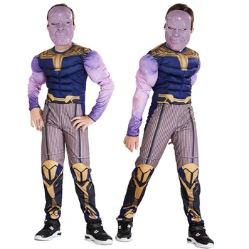 

New Avengers 4 Thanos Muscle Costume Cosplay Kids Endgame Superhero Costume For Child Halloween Costume For Kids Carnival Suit