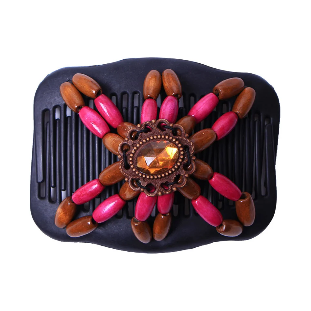 Hot Double Beaded Hair Magic Comb Clip Beads Elastic Hairpin Bun Maker Pins Hair Styling CNT 66