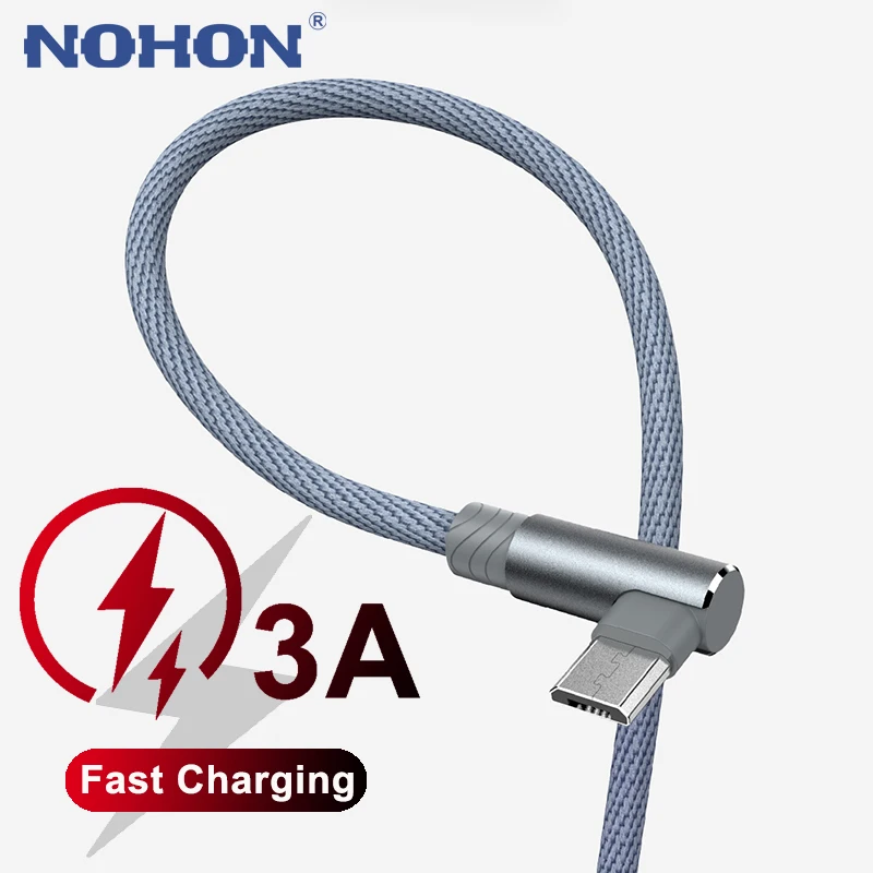 Кабель Micro USB 90 градусов для Samsung A10 S7 Xiaomi Redmi Note 5 Pro Huawei Android Phone 3A шнур зарядного