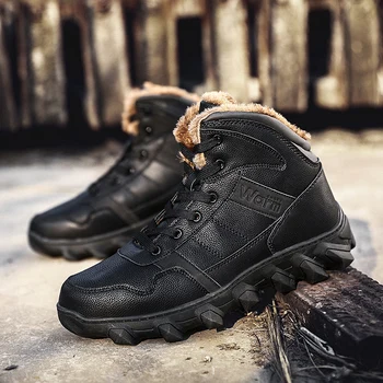 

Winter Boots Men Snow Boots Velvet Male Saftey Shoes Men Warm Plus Size46 High Quality Bota Masculina Zapatos De Hombre Footwear