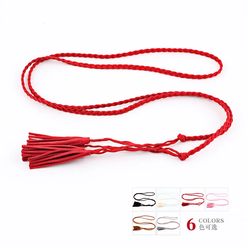 

top Women's Belt New Style Candy-colored Hemp Rope Band for Women Braid for Dress Belts High Quality Thin Skinny Waist Belts NEW