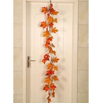 

Thanksgiving Artificial Maple Leaf Hanging Fall Leave Vines Hanging Plants Autumn Wedding Door Fireplace Christmas Decoration