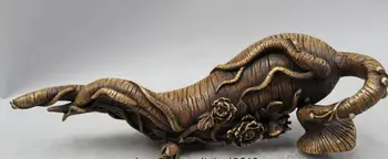 

11" Old China Chinese Folk Bronze longevity precious Ginseng Panax Flower Statue
