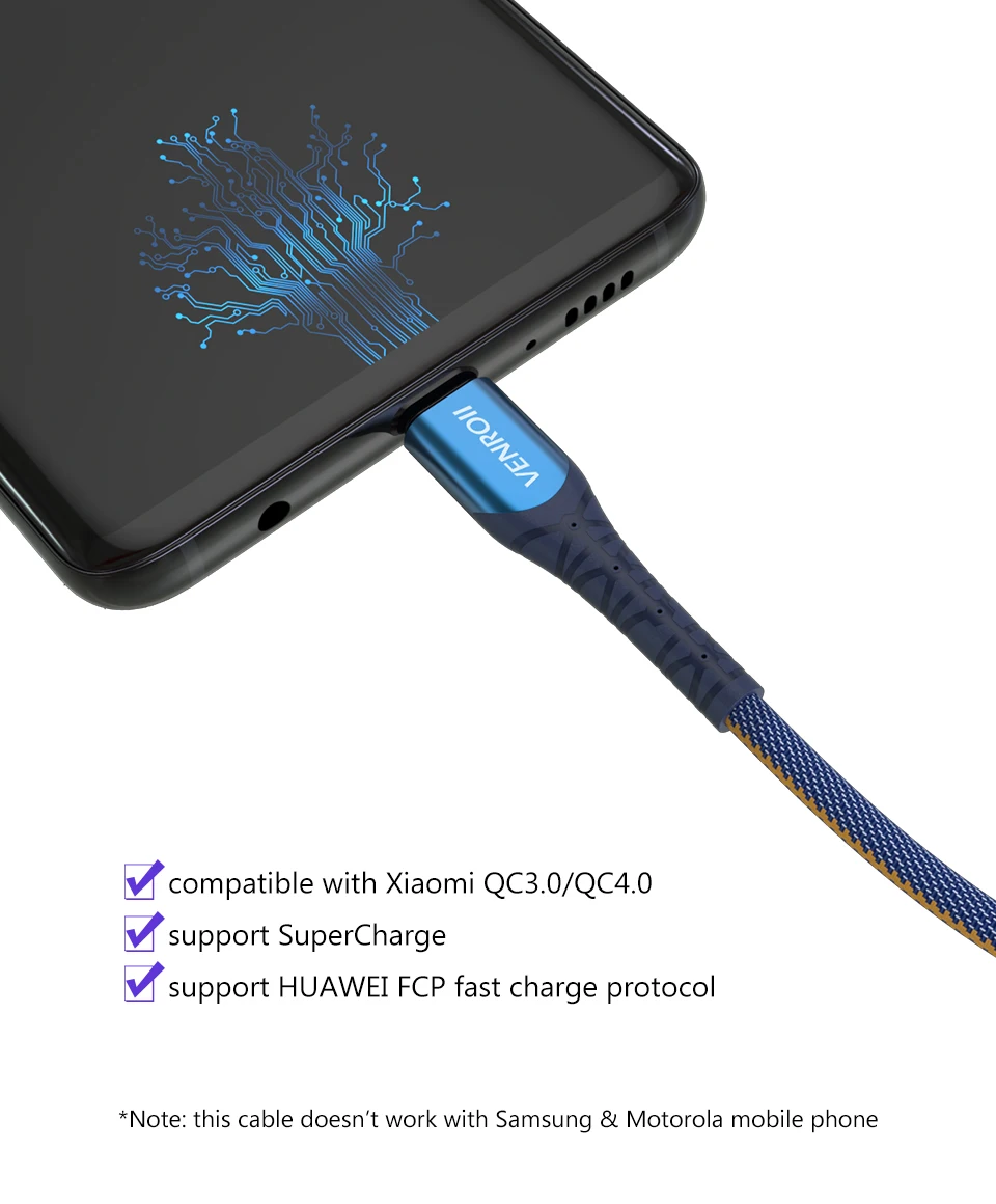 Venroii usb type C кабель для huawei mate 30 20 Pro 5A Supercharge Кабо для P30 P20 P10 Honor Быстрая зарядка USBC type-C кабель для передачи данных