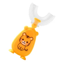 Brosse à dents portable en forme de U pour enfants, outil de nettoyage des dents de dessin animé, 1 pièce