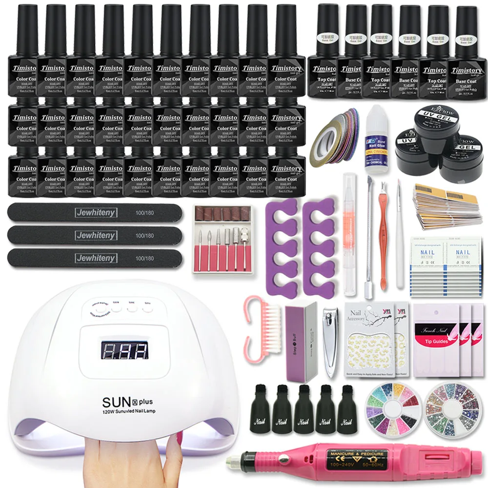  Super Manicure Set for Nail Kit with 120/54W led Nail lamp Nail drill Machine Nail Polish Kit Acryl
