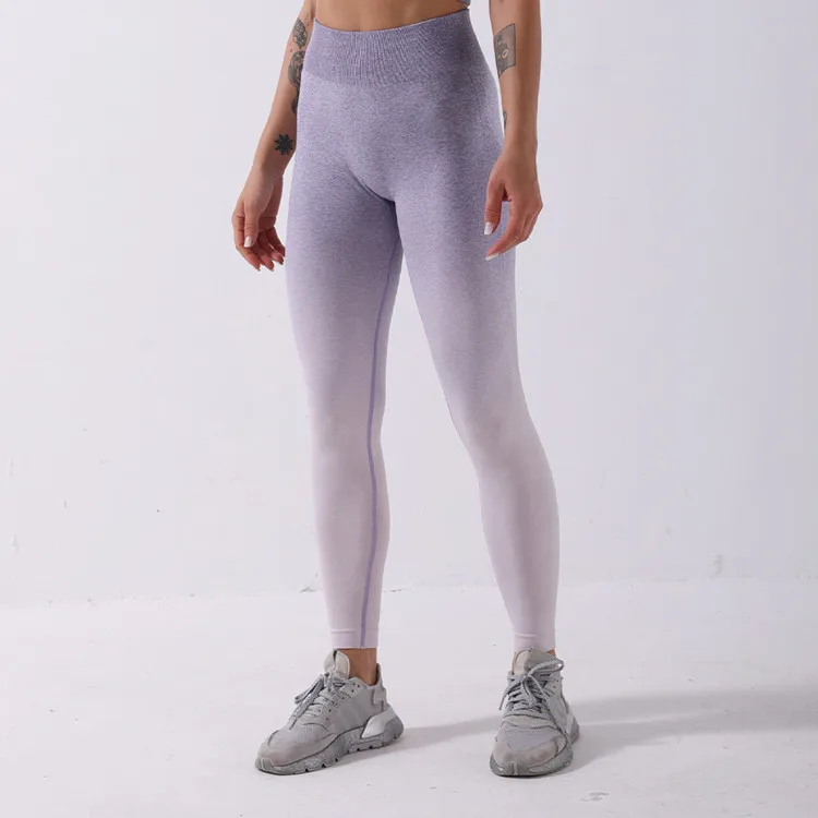 Ombre Seamless 2 Piece Set Women Suit Gym Workout Clothes Sport Bra Fitness Crop Top And Scrunch Butt Leggings Yoga Set