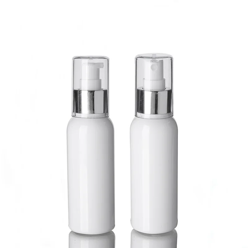 

100ml White PET Plastic Refillable Bottle Alumina Full Cover Spray Emulsion Bottle Travel Use Cosmetic Container Free Shipping