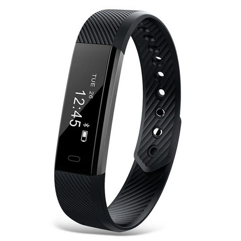 Id115 смарт-Браслет фитнес-трекер Шагомер Bluetooth Smartband спортивный браслет - Цвет: Black