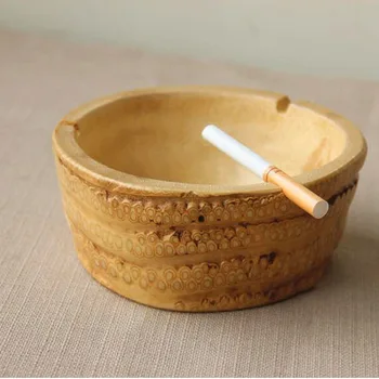 

Wooden Round Ashtray Home Ash Tray Portable Anti-scalding Ash Holder Home Office Decoration New