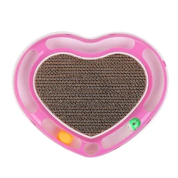 

Funny Cat Scratch Board Cat Toy Pet Heart-Shaped Catnip Toys Grab Plate Interactive Toys With Catnip & Bell Balls Cat Supplies