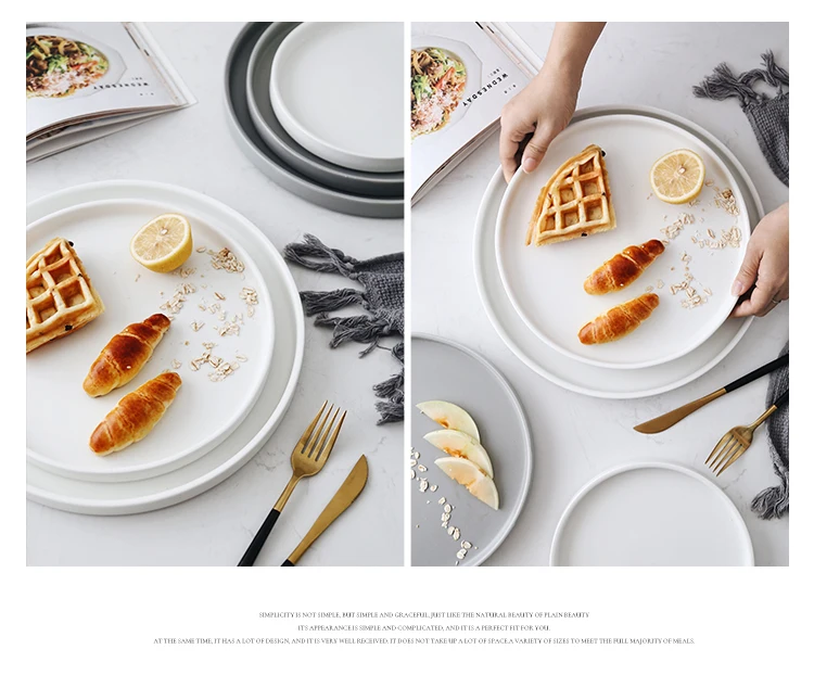 Ceramic Dinner Plates Creative Brief Nordic Style Ceramic Dinner Plate Round Western Plate Fruit Cake Dessert Dish