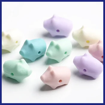 

30pcs/lot BPA Free Pig Silicone Baby Teether Rodent Baby Teething Toys Chewable Animal Shape Baby Products Nursing Gift