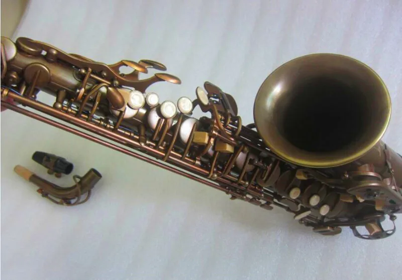 Альт саксофон профессиональный E плоский античная медь Saxofone Музыкальные инструменты имитация надпись Резные