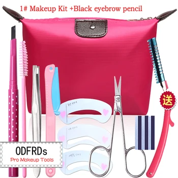 

Makeup Kit Eyebrow pencil+Tweezers+brushes+Trimmer+Eyebrow mold+Cosmetic scissors+blade+Bag M2034
