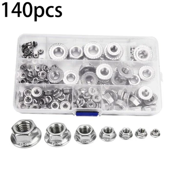 

Stainless Steel Thread Nut Hex Flange Lock M3 M4 M5 M6 M8 M10 M12 Silver