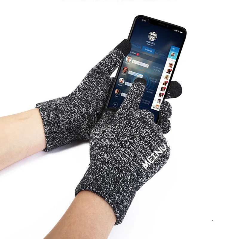 

Autumn And Winter Touch Screen Warm Padded Wool Knit Gloves Fashion Men And Women Outdoor Sports Slip Wear Full Finger Gloves