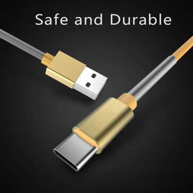 Usb-Type C кабель для быстрой зарядки передачи данных полупружинный кабель для мобильного телефона Android