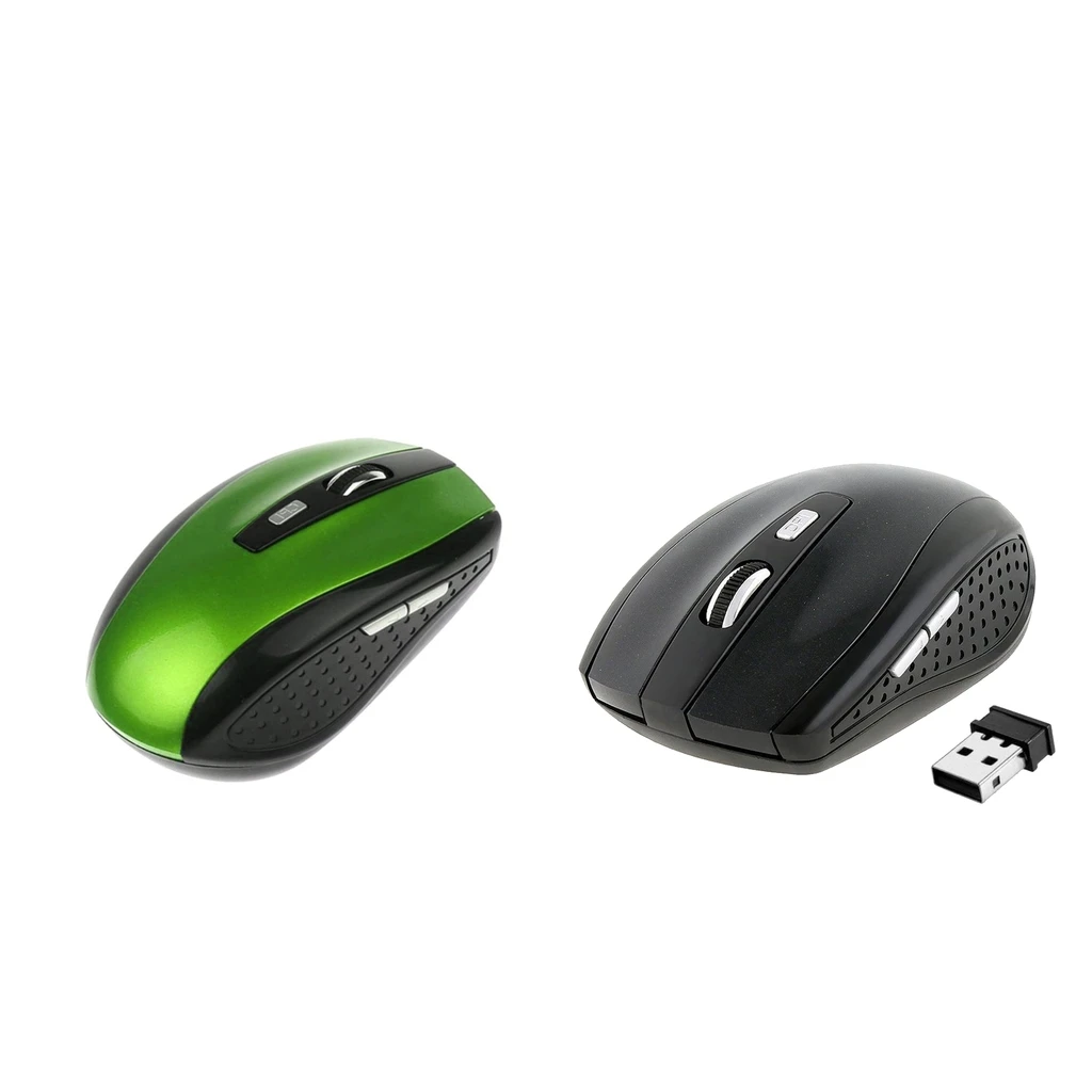 2 Packs 2.4GHz Wireless Optical Mouse USB 2.0 Receiver 6 Buttons 1800dpi Wireless Mice Mouse For PC Computer Laptop Mouse