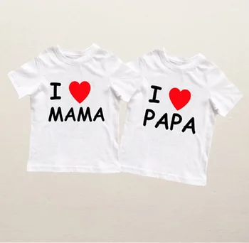 

2020 Cotton Summer Baby Children Soft Shorts T-shirt Todder Boy And Girl Kids I Love Papa&mama Cute Clothes Stuff