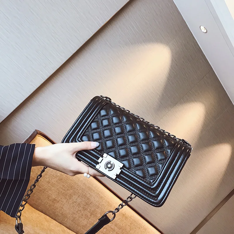 

New Style Fashion PU Handbag Graceful Freaky Shoulder Bag Women's Chain Lock Square Sling Bag Shoulder Bag Women's