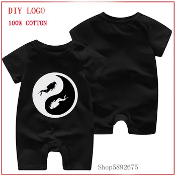 

Pure cottons clothes Scuba Diving Ying And Yang Diver Diving Underwater T-Shirtvectorized logo Newborn Baby Climbing Baby Romper
