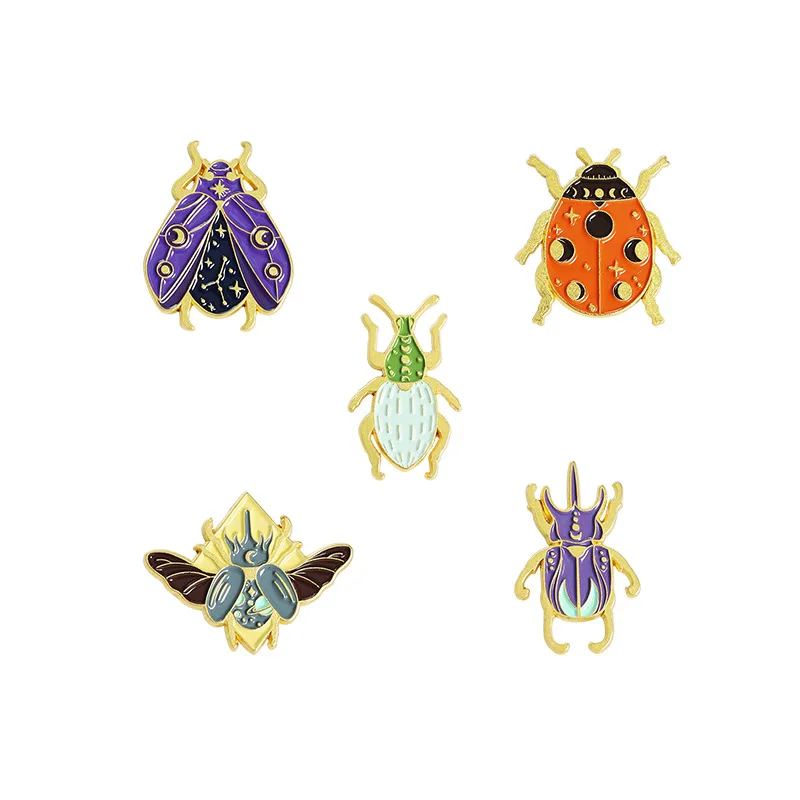 

Creative Insect Enamel Pins Coccinella Septempunctata Cockchafer Firefly Brooch Alloy Badge Accessories Woman Jewelry
