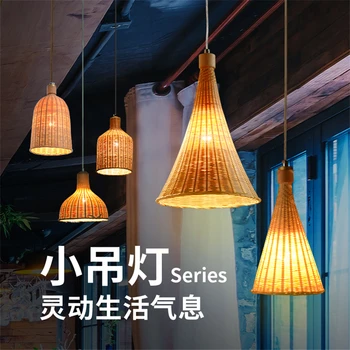 

Southeast Asia Bamboo Straw Hat Pendant Lights Restaurant Table Hanging Bedroom Living Room Balcony Pendant Lamps Lighting Lamps
