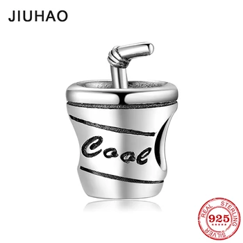 

Real 925 Sterling Silver Summer juice cup cool drink charm Beads fine Jewelry Fit Original JIUHAO Charm Bracelets making