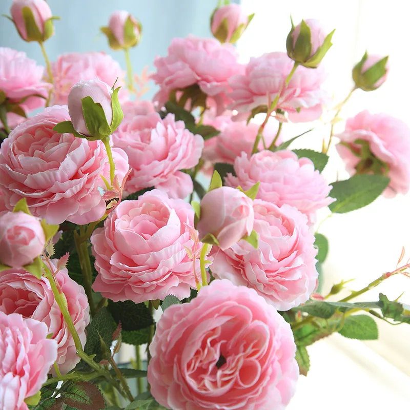 Искусственные украшения цветы Пион Роза свадебный Декор цветочные украшения для дома DIY фото реквизит Цветочные головки ветка