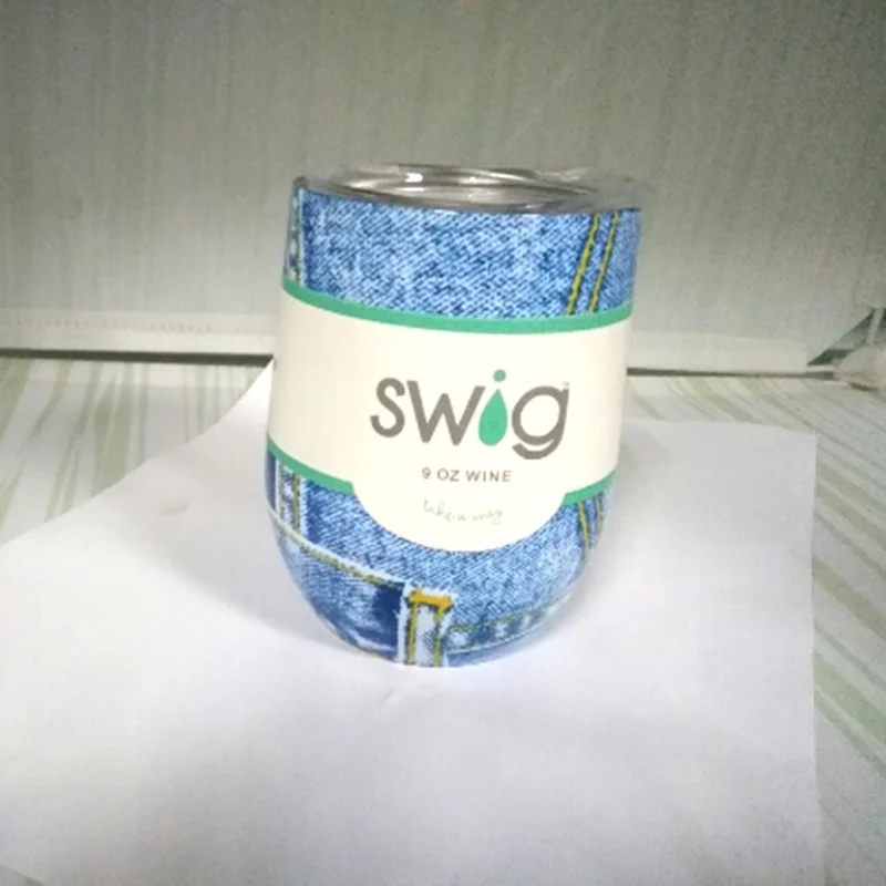 6oz 9oz Camo с крышками Swig винный бокал для шампанского пива Termos Stemless флейта из нержавеющей СВИГ стакан вакуумная фляга-термос с изоляцией - Цвет: K-9oz