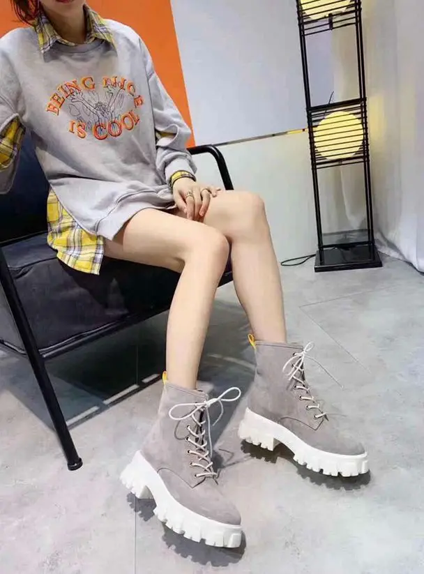 Scarpe donna/ботинки на платформе; женская обувь; Botines Mujer; chaussures femme; женские ботинки с круглым носком на шнуровке; женская обувь на высоком каблуке