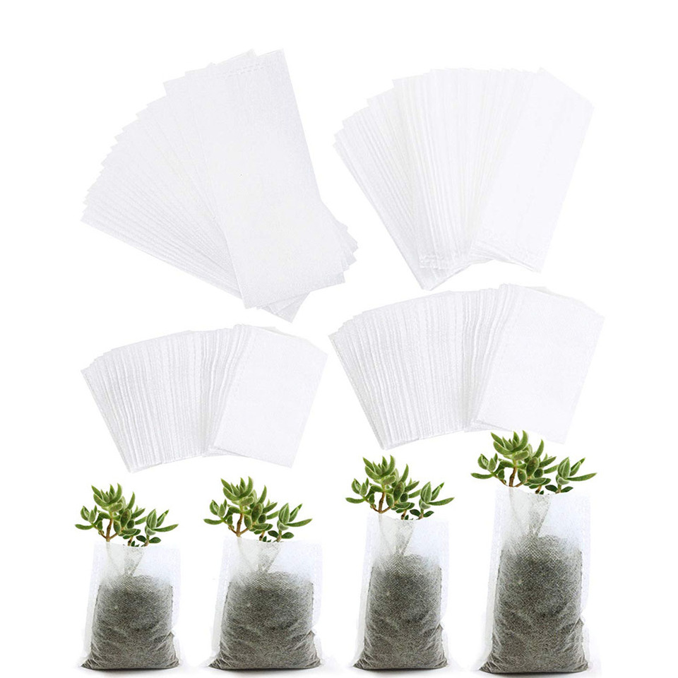 100PCS Biodegradable Non-woven Nursery Bags Plant Grow Bags Fabric Seedling Pots Plants Pouch Home Garden Supply 5 Size