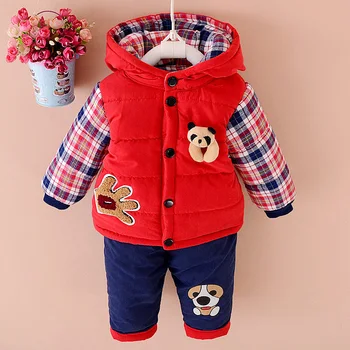 

Baby Winter Clothes Sets Boys And Girls Plus Velvet Thick Clothing 2 Piece Children Cartoon Hooded Clothes Suits