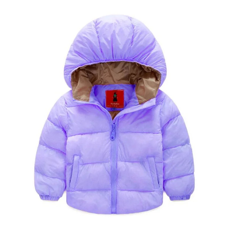 Новинка года, осенне-зимняя теплая куртка для девочек, Модное детское пальто куртки для мальчиков детская верхняя одежда с капюшоном, пальто для маленьких девочек - Color: Purple