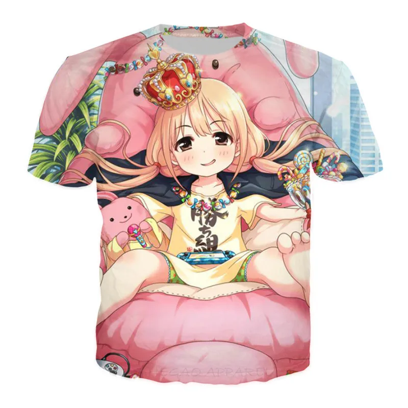 Kawaii/футболка с принтом для маленьких девочек Новая футболка персонажами аниме