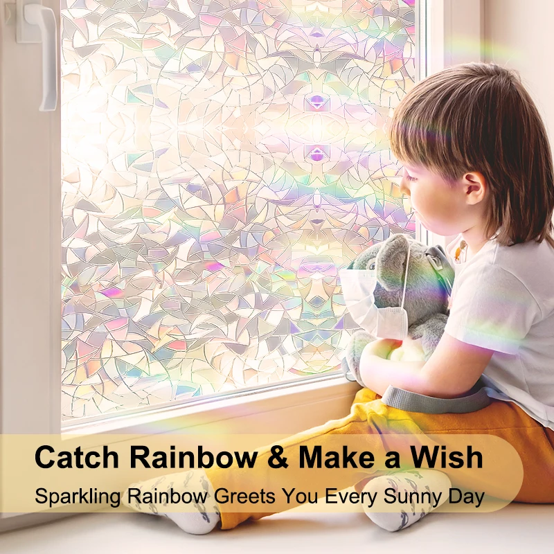 

Tinted 3D stickers No Glue Static Window Film Privacy Window Rainbow Films For Glass Self-Adhesive Film Glassmirror Wall Sticker