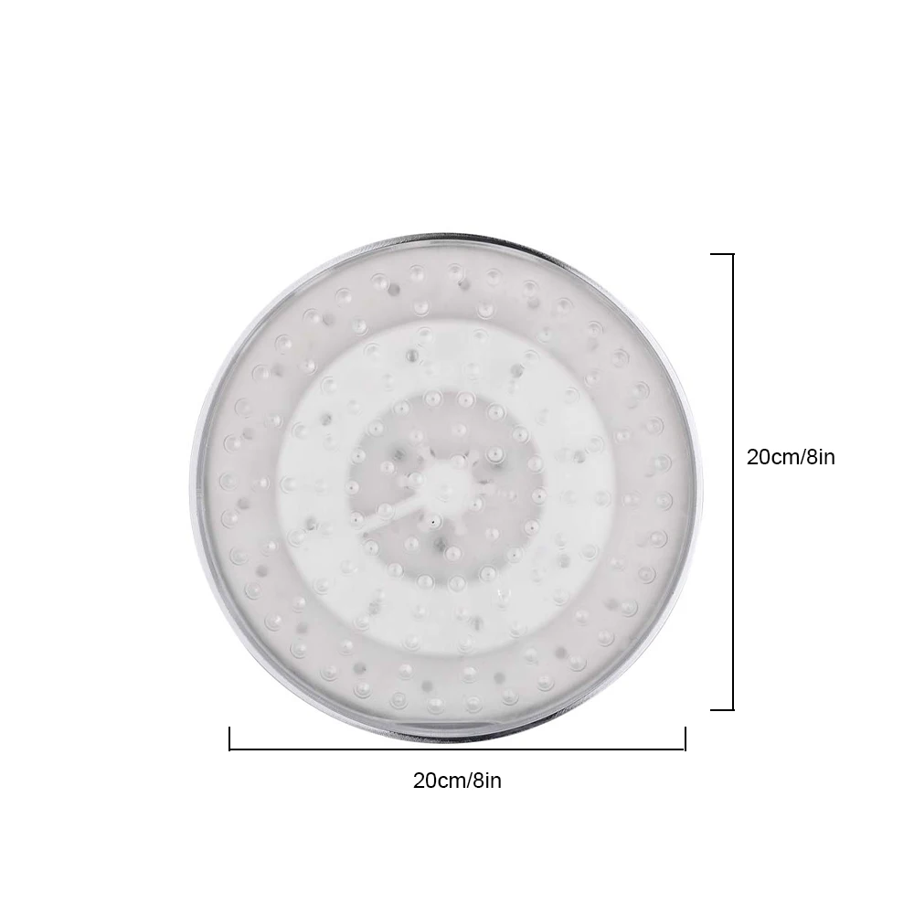 8 inch RGB LED Light Shower Head Round Automatic Changing Water Saving High Pressure Bathroom Rainfall Shower