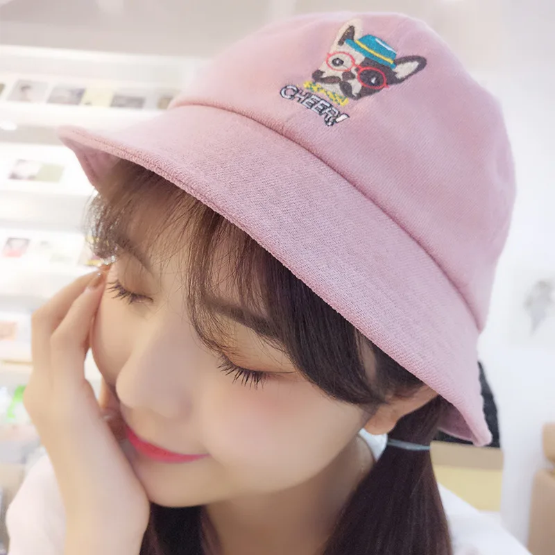 

2019 New Dog Embroidered Fisherman Hat Tide Men Women Street Wild Visor Summer Outdoor Leisure Basin Cap Men Bucket Hat Beanies
