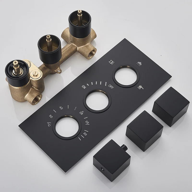 Faucet Cartridge Thermostatic Mixing Valve Bathroom Thermostatic Shower Mixer Valve-Square 3-4 Way Thermostatic Mixer Faucet Cartridges Faucet Accessories