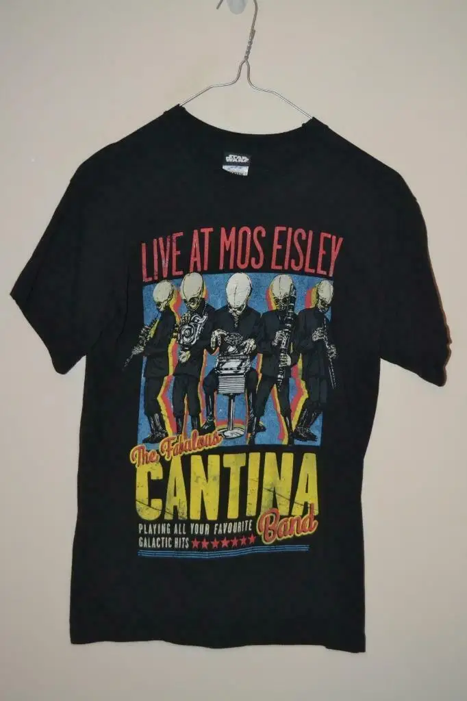 Сказочные CANTINA BAND LIVE на MOS EISLEY черная хлопковая Футболка XS-SMALL Мужская мода 100%