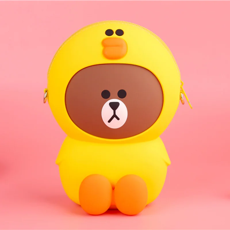 Каваи мини Салли медведь(регулируемый ремень) 3D мультфильм Силиконовые через плечо Porm сумка вечерняя сумочка кошелек мобильный телефон