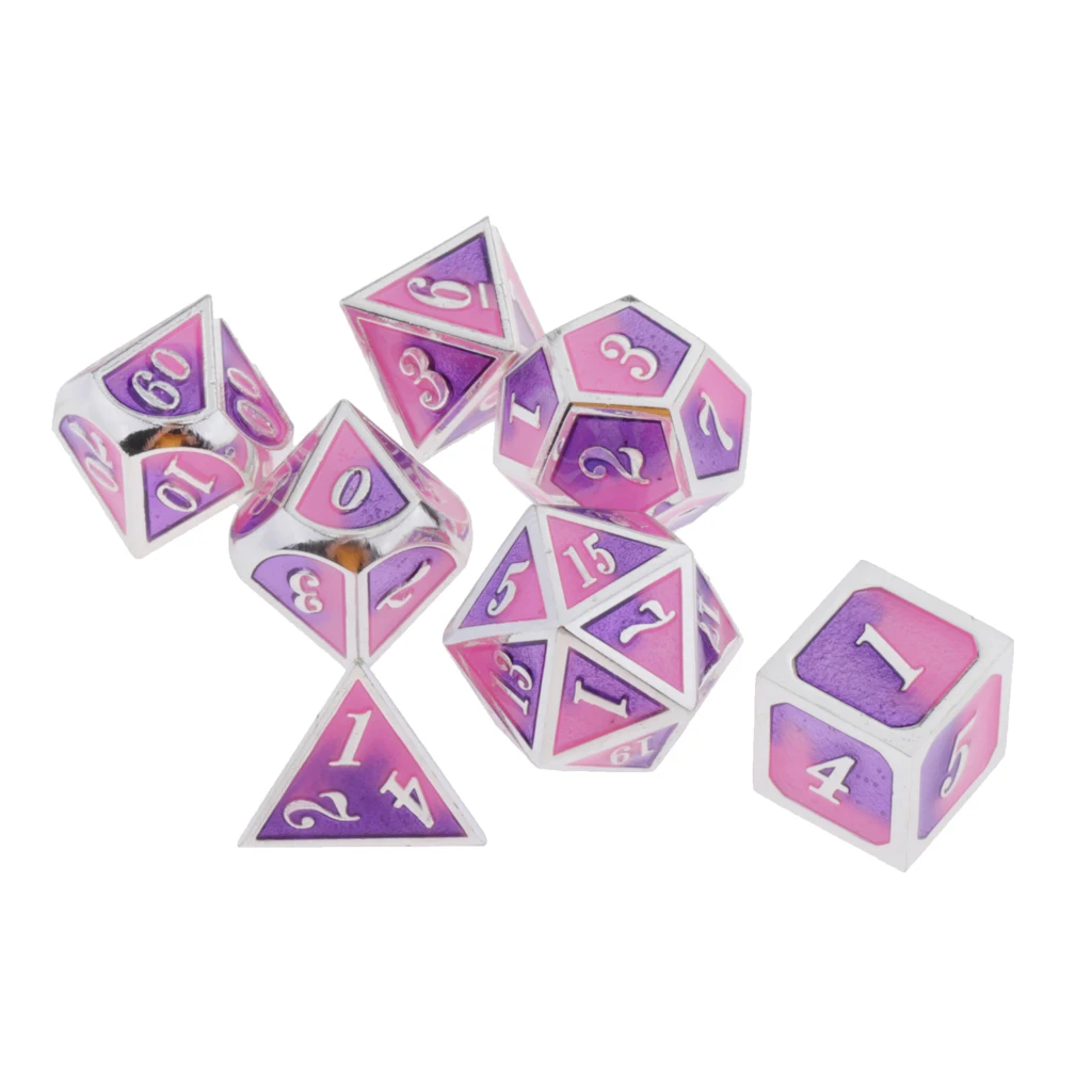 7pcs Embossed Metal Multi-sided Polyhedral Dice Set for Dungeons and Dragons Dice MTG DND RPG Table Games Board Game D20 D12 Set