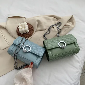

Textured Rhombus Chain Bag Female 2020 New Style Korean-style Fashion Casual Crossbody Bag bai da xiao Square Bag Fashion